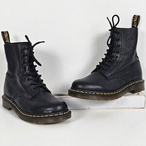 Dr. Martens 1460 Pascal Virginia Black Leather 8-Eye Combat Boots Unisex 8